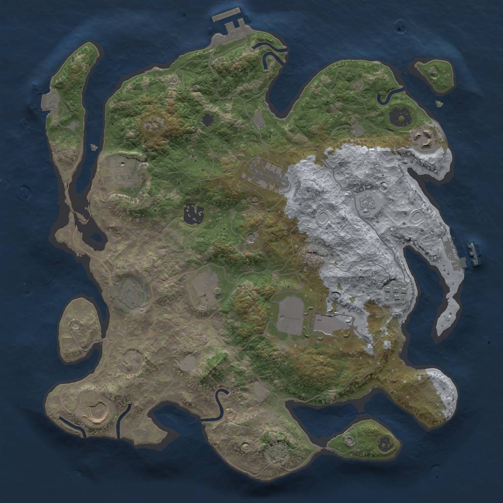 Rust Map: Procedural Map, Size: 3500, Seed: 121861850, 17 Monuments