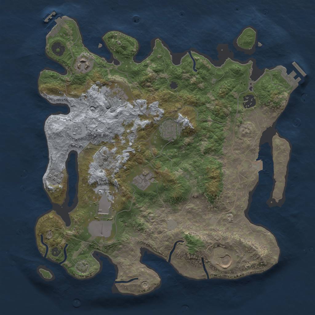 Rust Map: Procedural Map, Size: 3500, Seed: 891885668, 16 Monuments