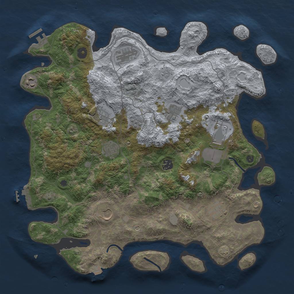 Rust Map: Procedural Map, Size: 4000, Seed: 12311995, 18 Monuments