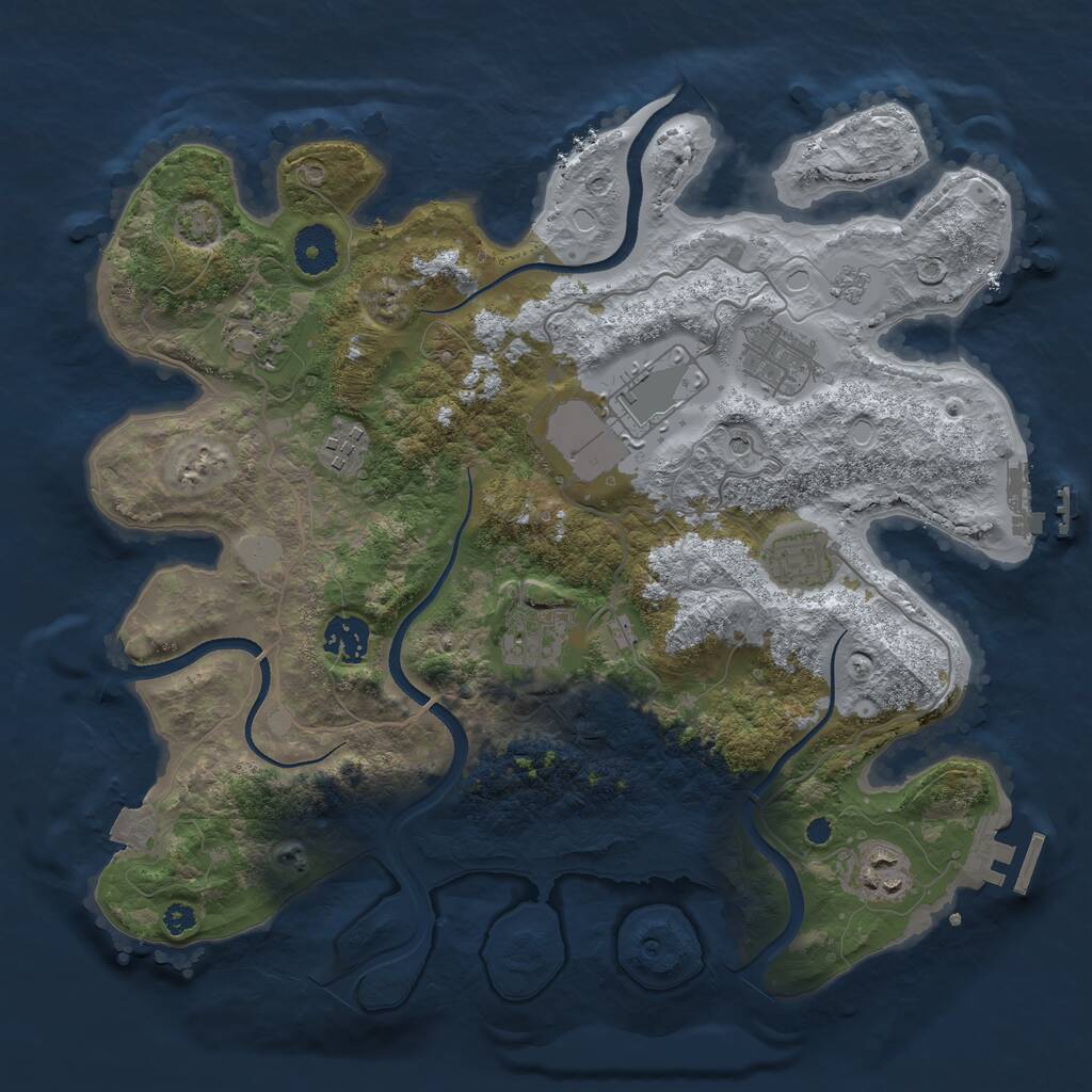 Rust Map: Procedural Map, Size: 3500, Seed: 287170357, 14 Monuments