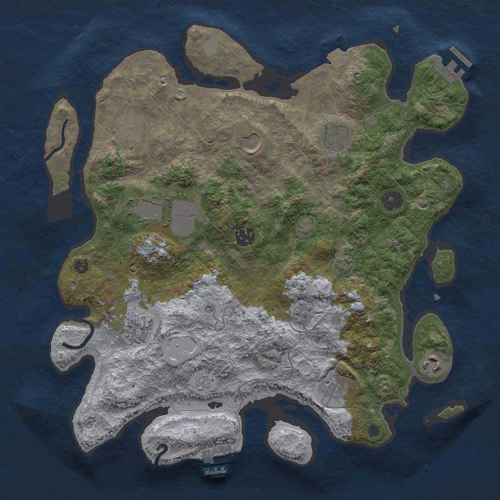 Rust Map: Procedural Map, Size: 3669, Seed: 67, 17 Monuments