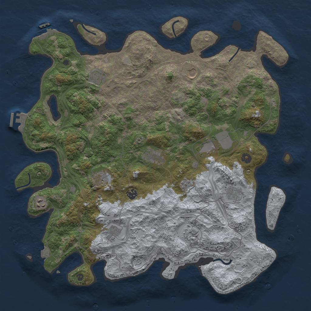 Rust Map: Procedural Map, Size: 4500, Seed: 794842855, 19 Monuments