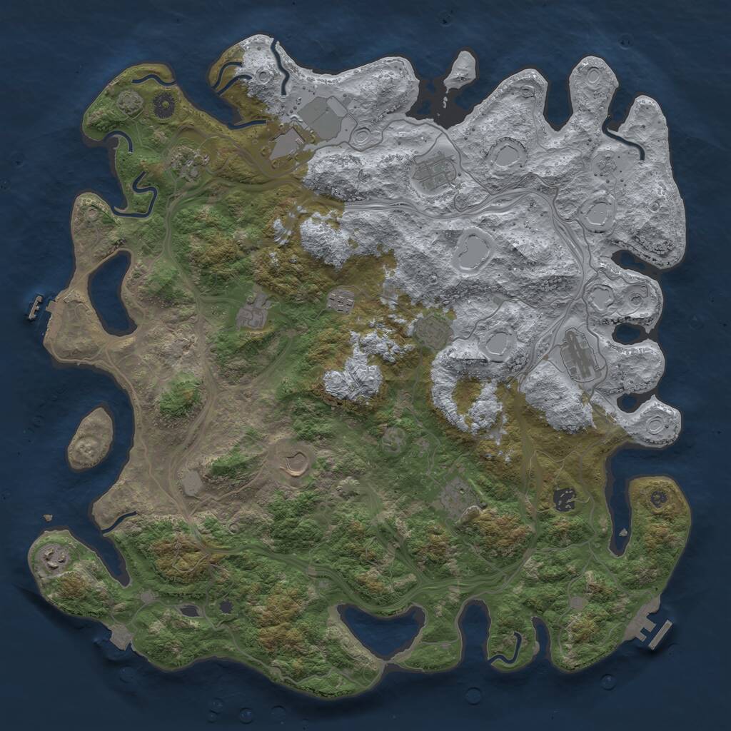 Rust Map: Procedural Map, Size: 4500, Seed: 497087240, 17 Monuments
