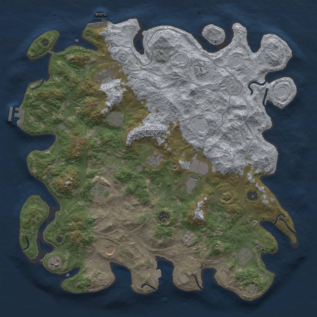 Rust Map: Procedural Map, Size: 4500, Seed: 2120122592, 19 Monuments