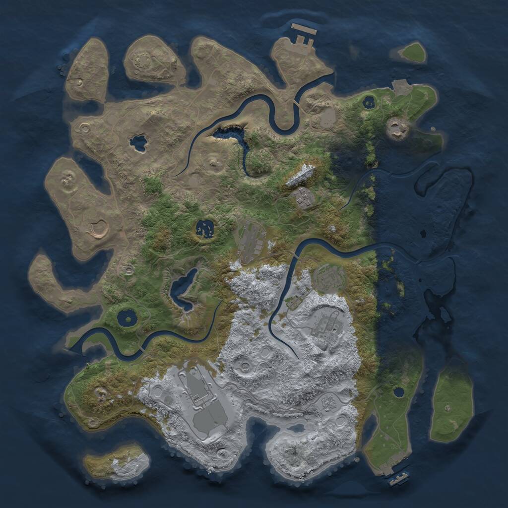 Rust Map: Procedural Map, Size: 4000, Seed: 918171573, 14 Monuments