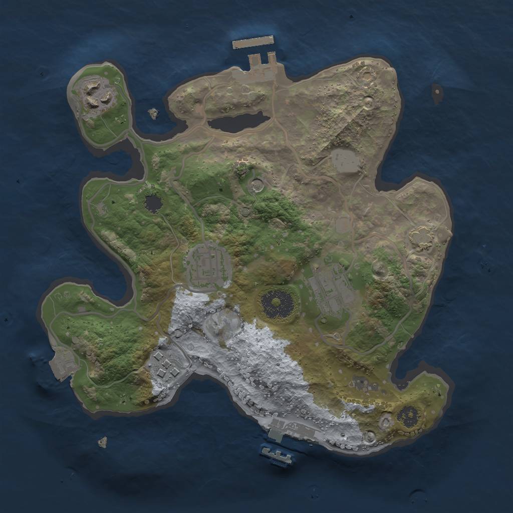 Rust Map: Procedural Map, Size: 2500, Seed: 371433339, 11 Monuments