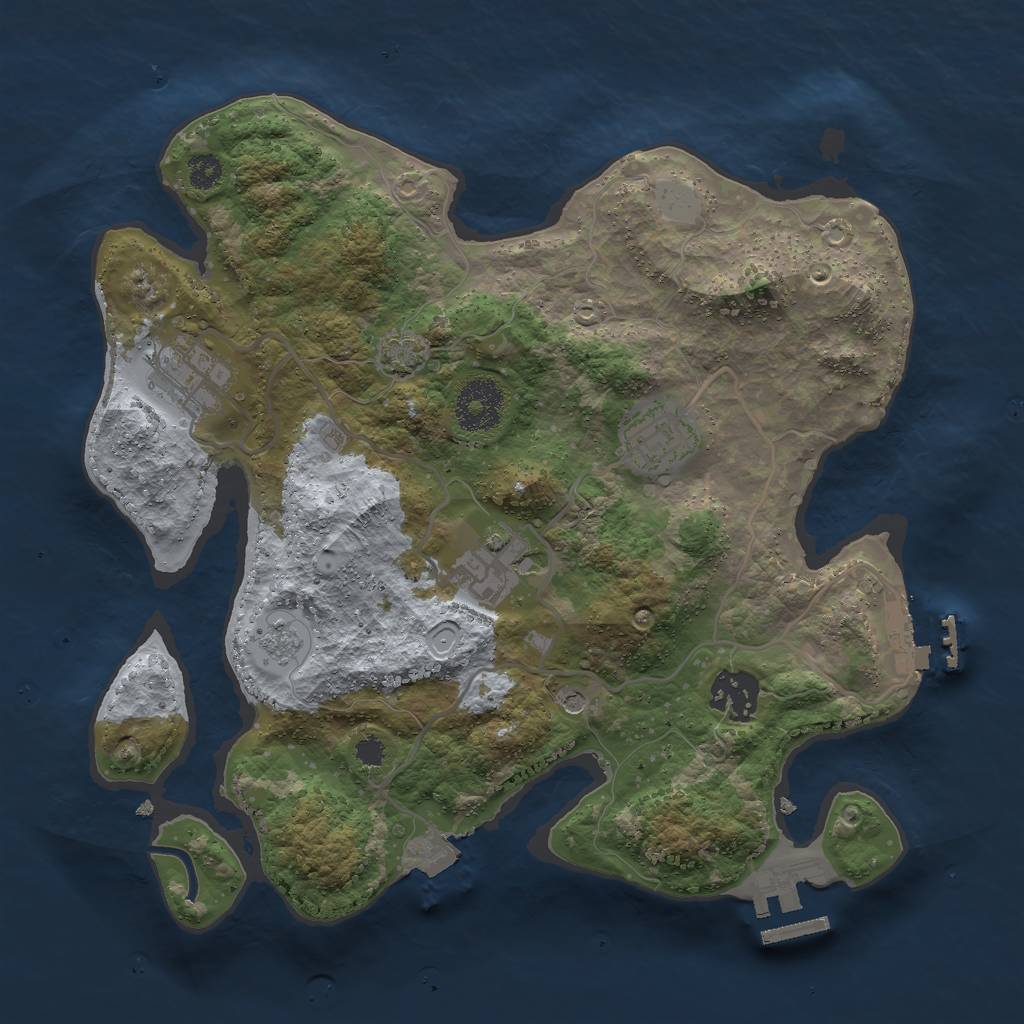Rust Map: Procedural Map, Size: 3000, Seed: 7360, 12 Monuments