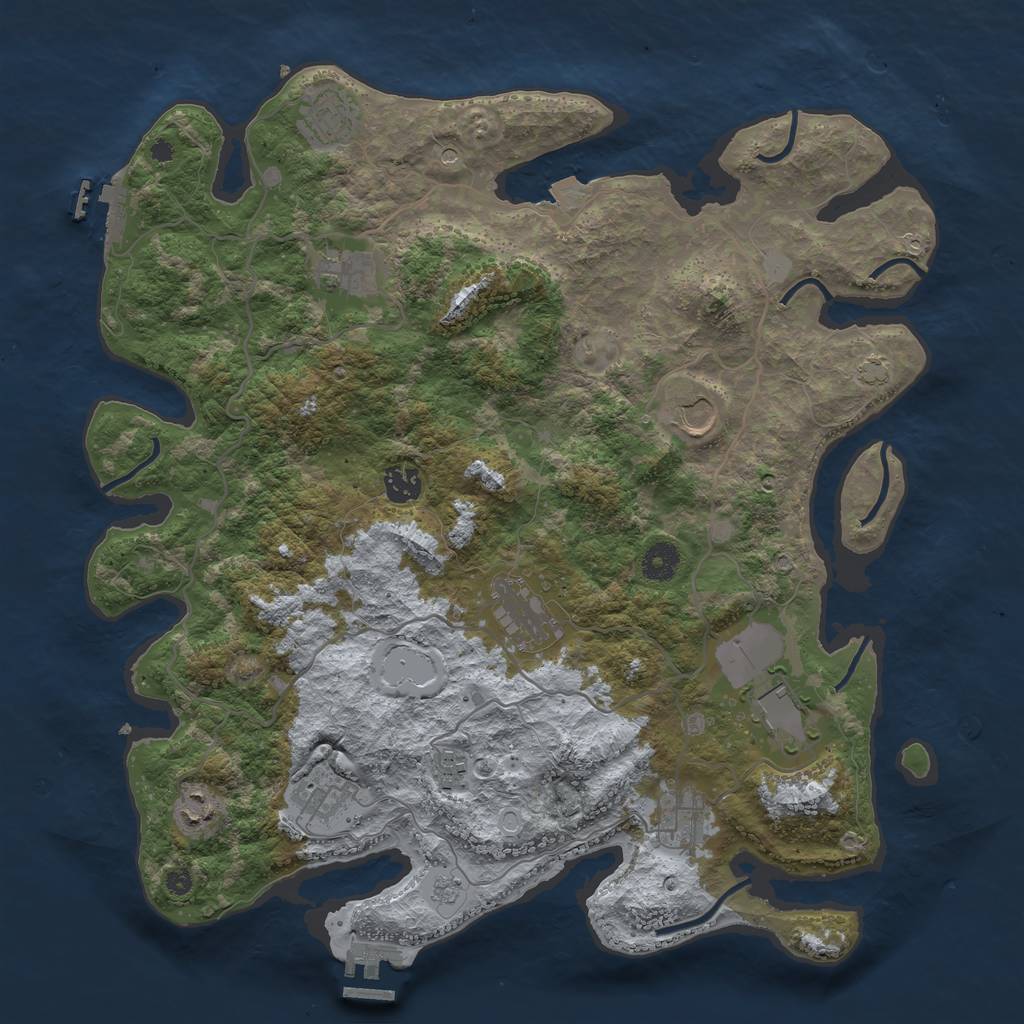 Rust Map: Procedural Map, Size: 4000, Seed: 11454, 18 Monuments