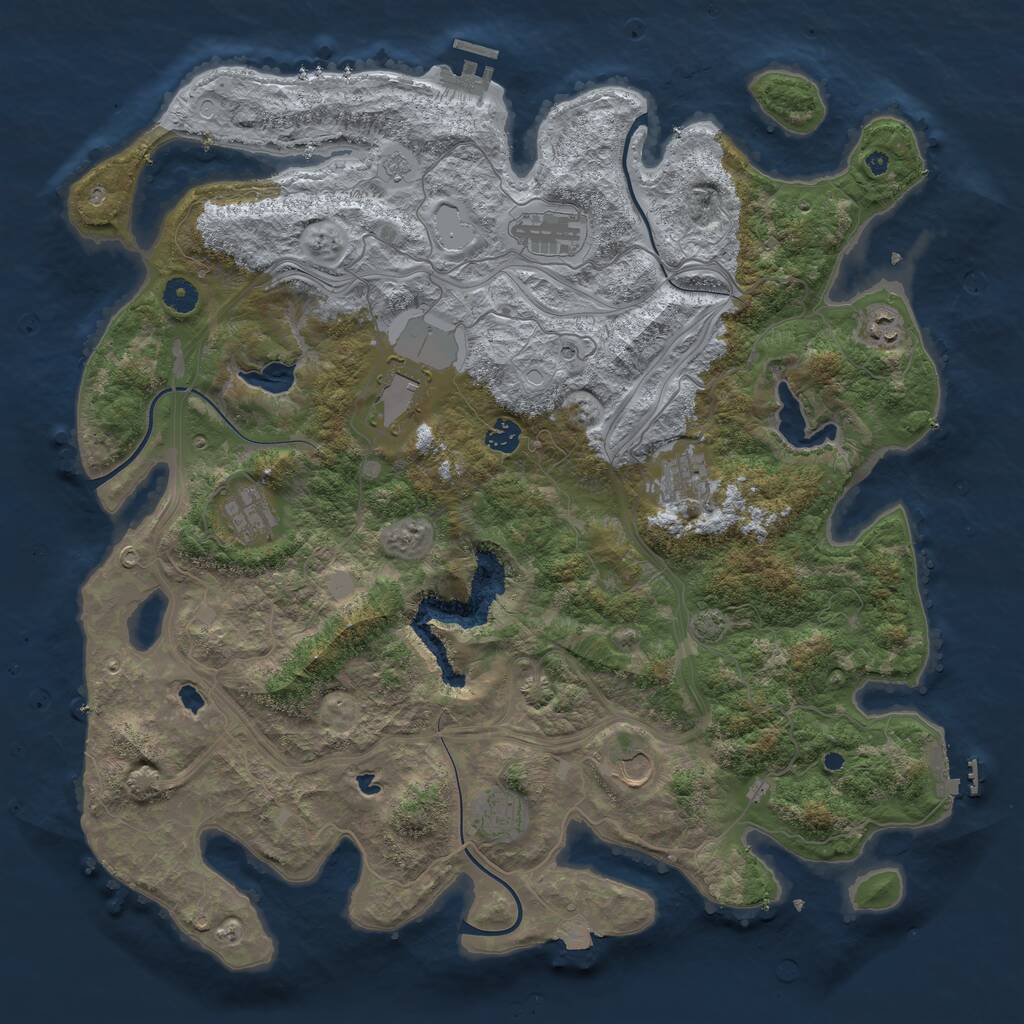 Rust Map: Procedural Map, Size: 4500, Seed: 948292666, 14 Monuments