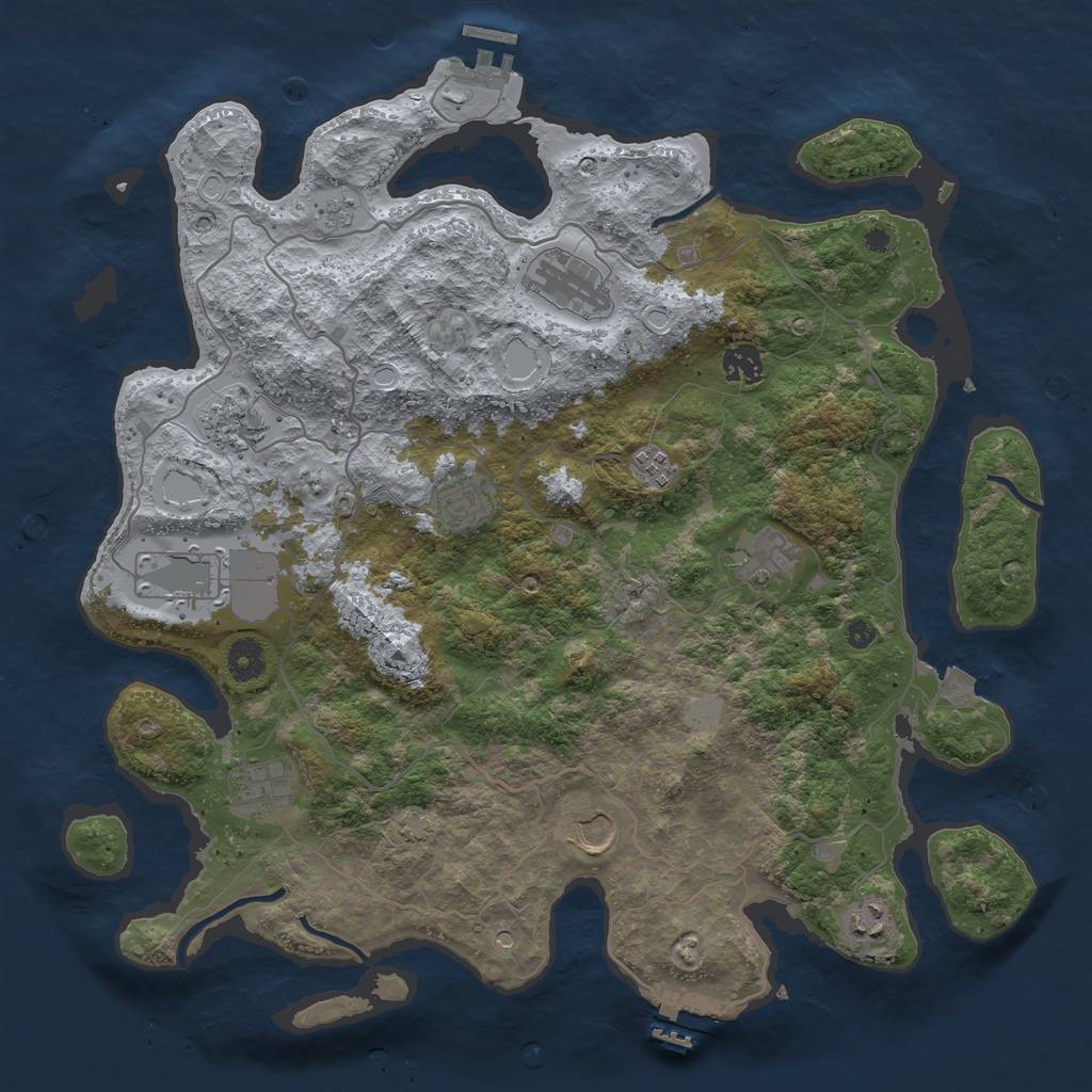 Rust Map: Procedural Map, Size: 4000, Seed: 56546521, 18 Monuments