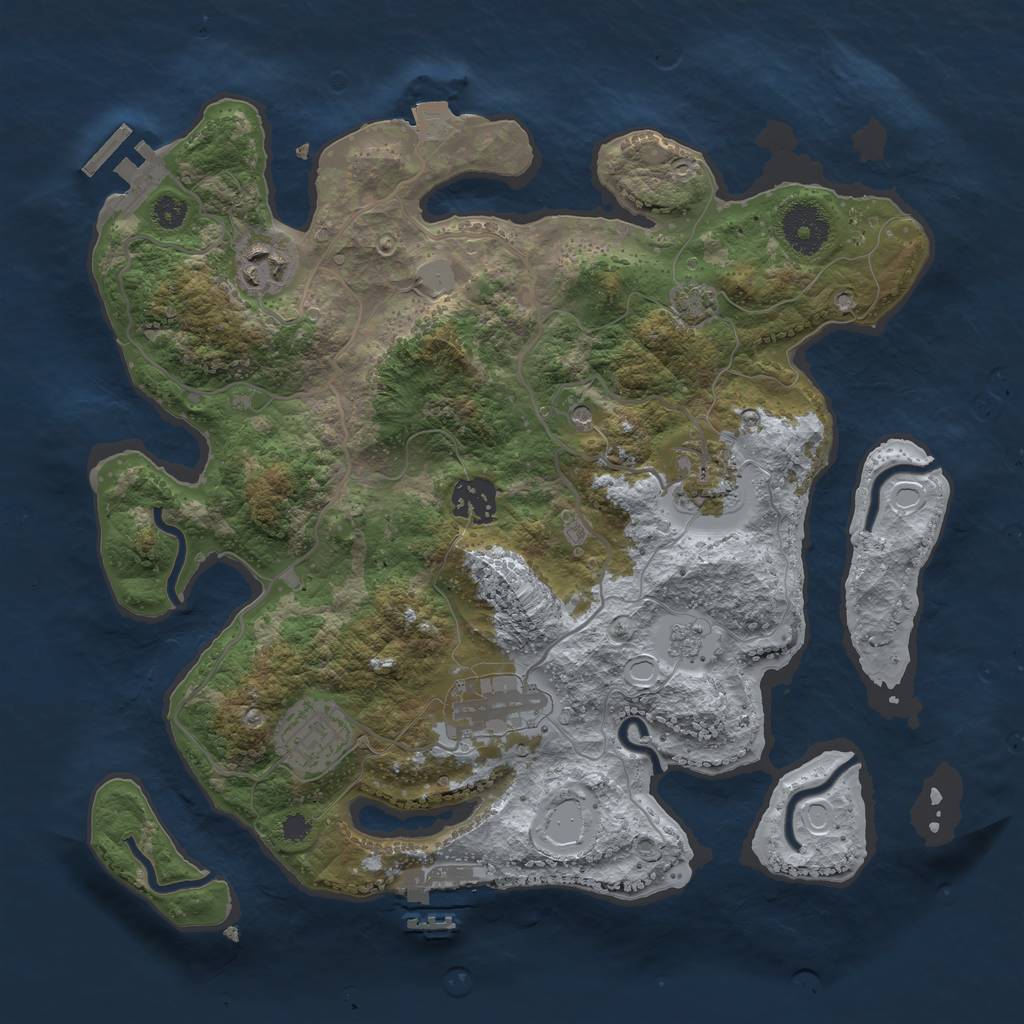 Rust Map: Procedural Map, Size: 3250, Seed: 233489911, 13 Monuments