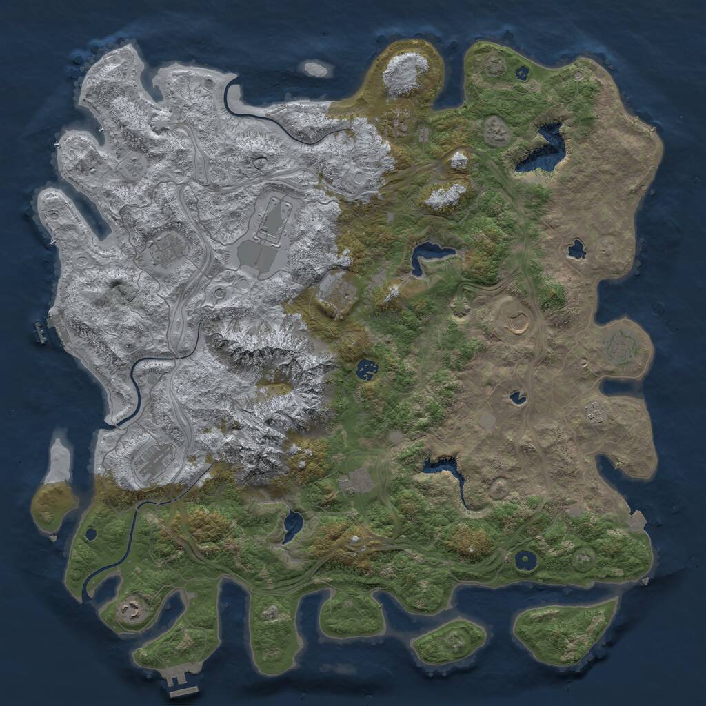 Rust Map: Procedural Map, Size: 5000, Seed: 75643657, 17 Monuments