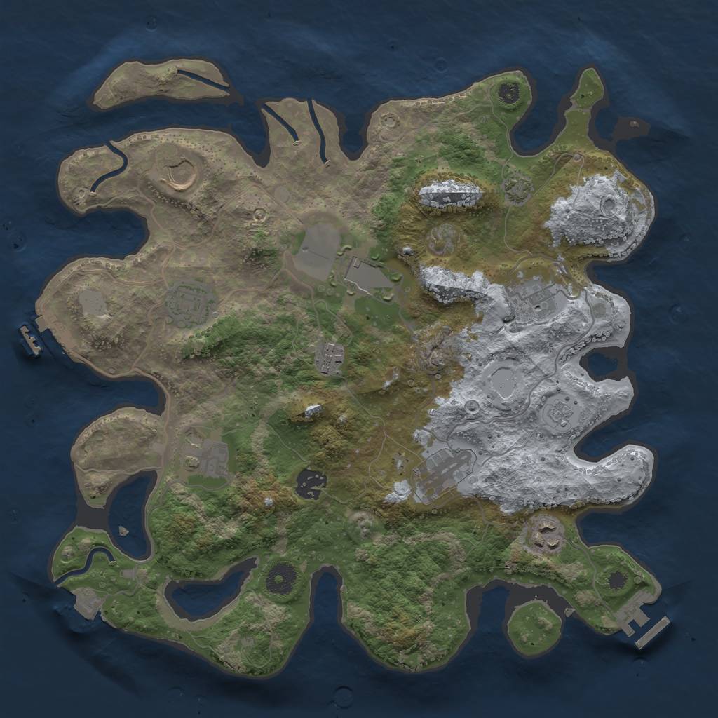 Rust Map: Procedural Map, Size: 3500, Seed: 2054626017, 16 Monuments