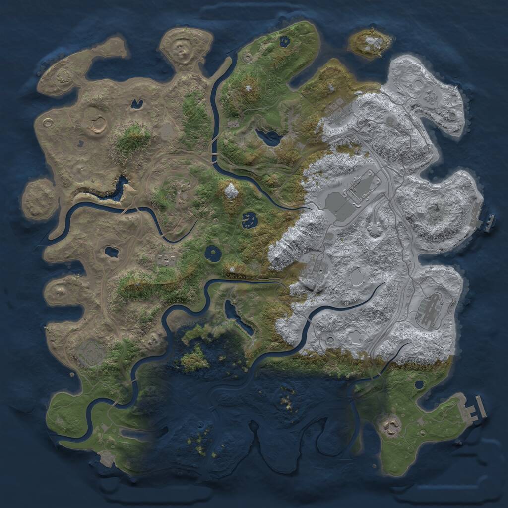 Rust Map: Procedural Map, Size: 4550, Seed: 8000, 16 Monuments
