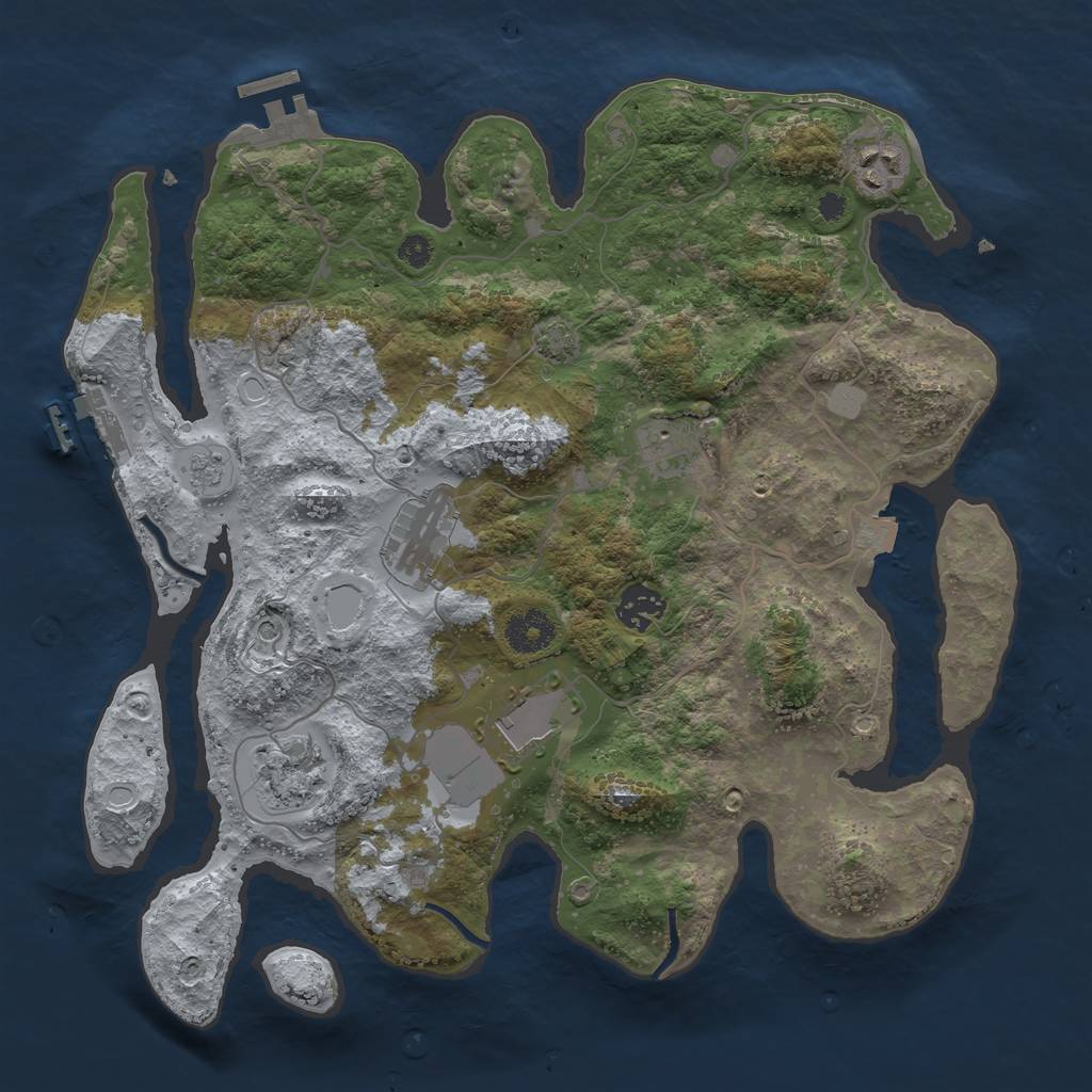 Rust Map: Procedural Map, Size: 3500, Seed: 9375, 14 Monuments