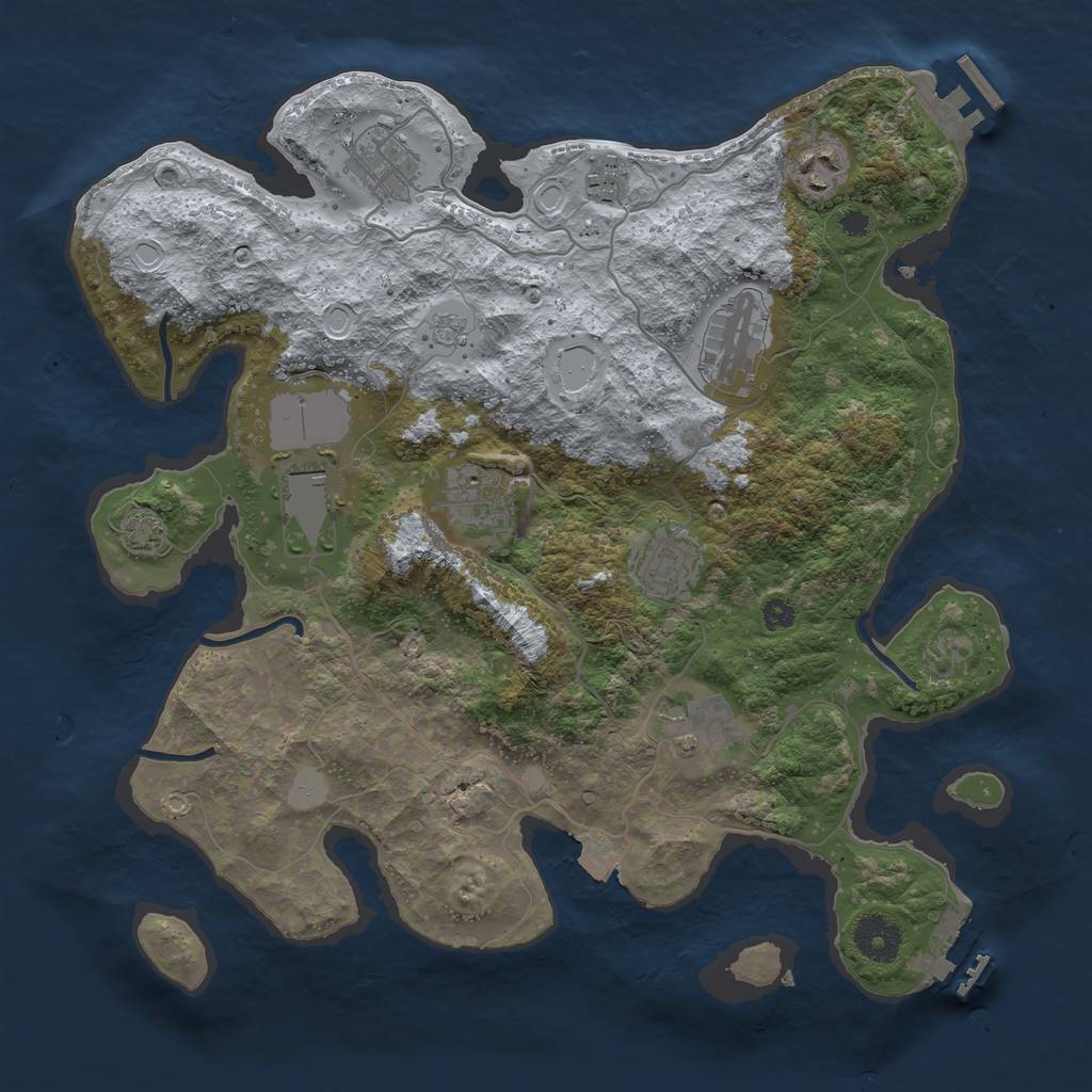 Rust Map: Procedural Map, Size: 3500, Seed: 1252045970, 15 Monuments