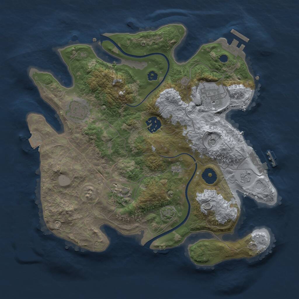 Rust Map: Procedural Map, Size: 3000, Seed: 4857573, 10 Monuments