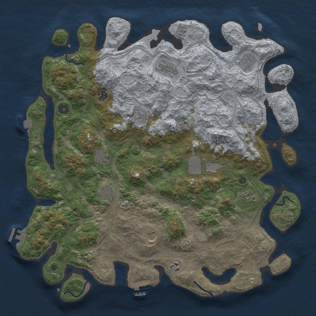 Rust Map: Procedural Map, Size: 4500, Seed: 34573574, 19 Monuments