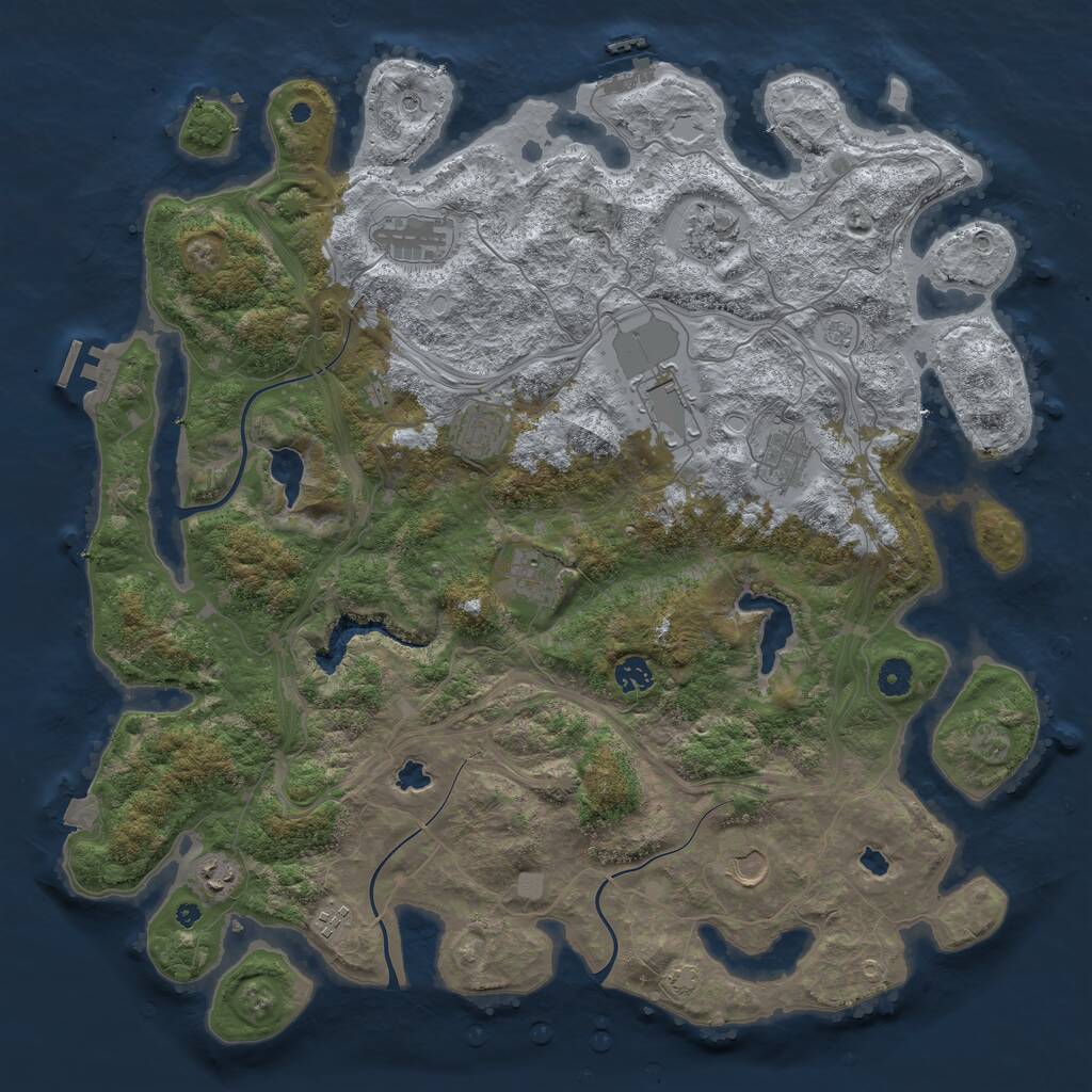 Rust Map: Procedural Map, Size: 4500, Seed: 34573574, 16 Monuments