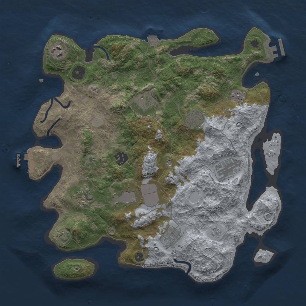 Rust Map: Procedural Map, Size: 3500, Seed: 82411953, 17 Monuments