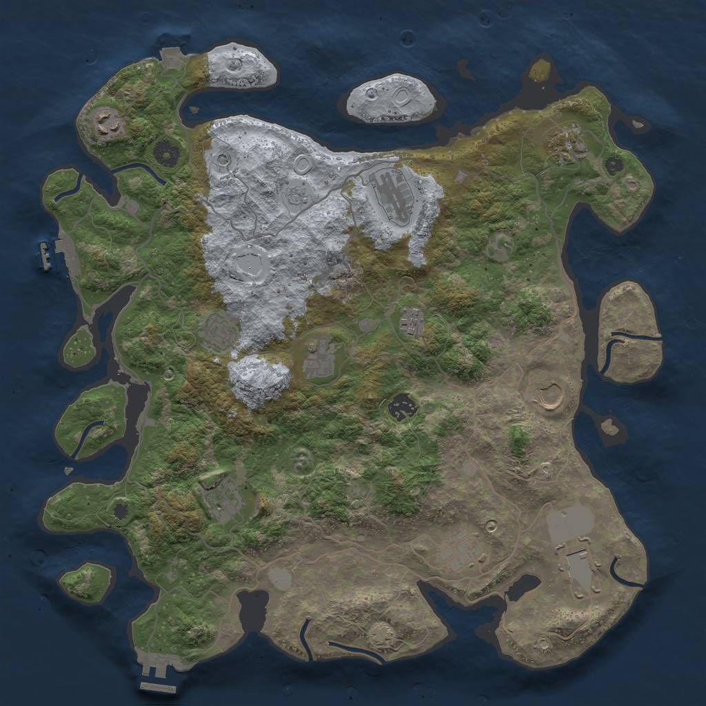 Rust Map: Procedural Map, Size: 4000, Seed: 94947, 19 Monuments