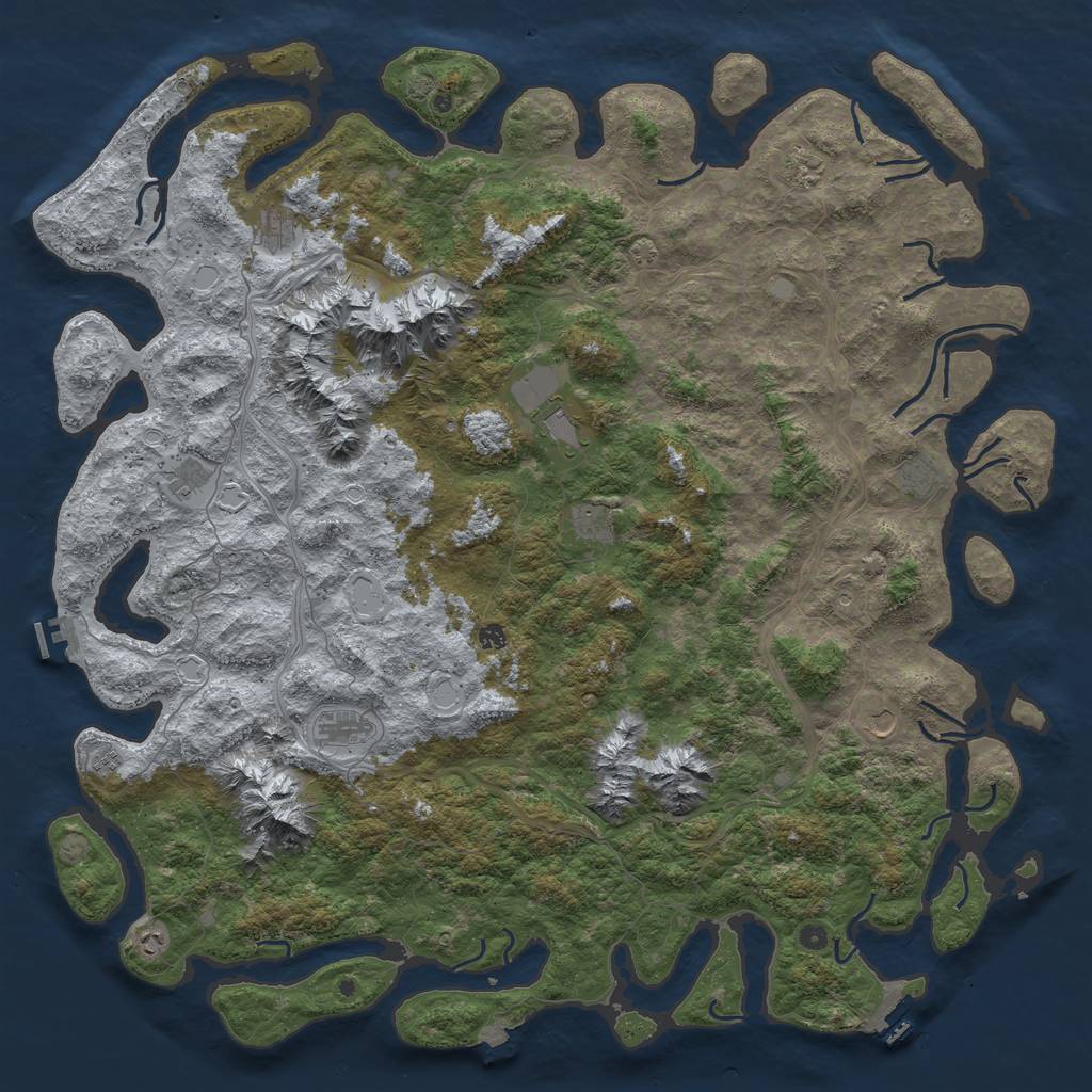 Rust Map: Procedural Map, Size: 6000, Seed: 7201986, 19 Monuments