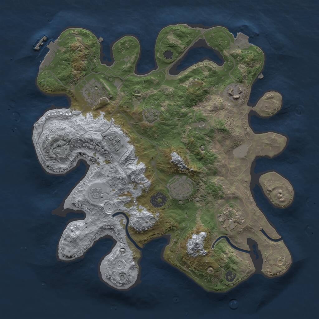 Rust Map: Procedural Map, Size: 3000, Seed: 1697639591, 10 Monuments