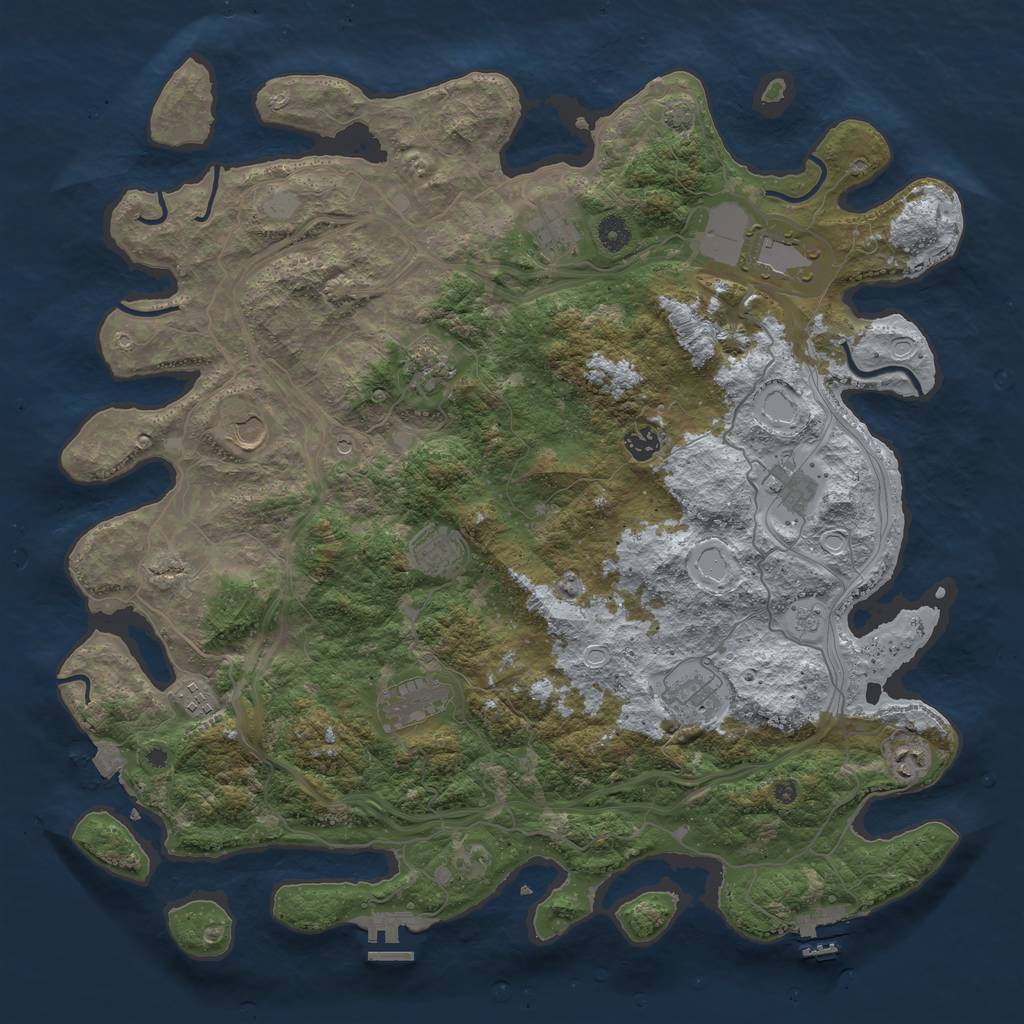 Rust Map: Procedural Map, Size: 4500, Seed: 2121592040, 19 Monuments