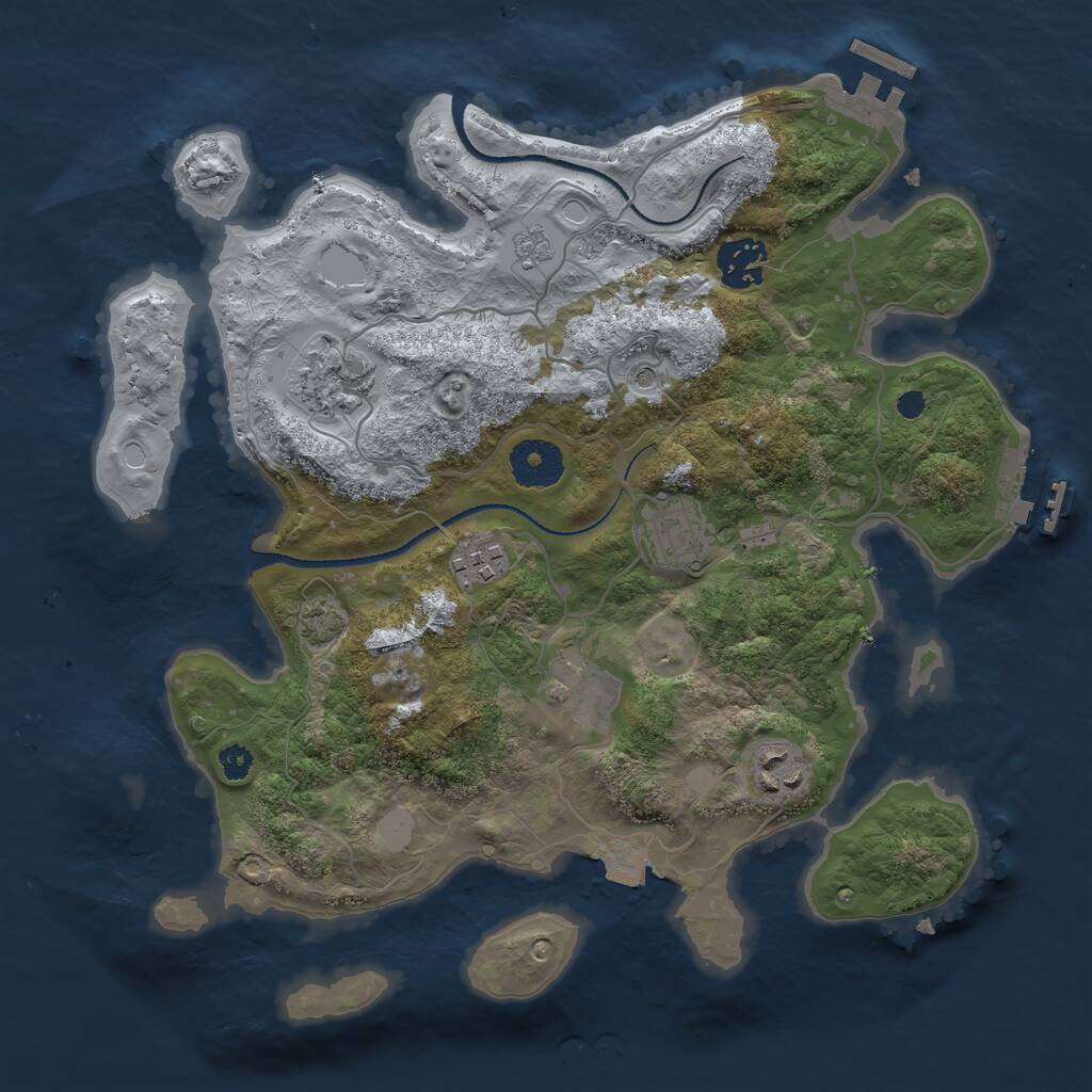 Rust Map: Procedural Map, Size: 3200, Seed: 504376011, 12 Monuments