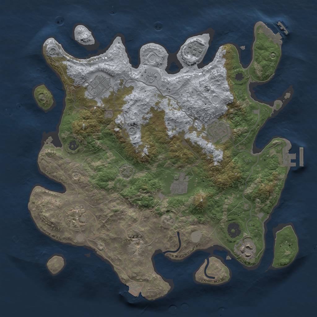 Rust Map: Procedural Map, Size: 3300, Seed: 597646911, 14 Monuments