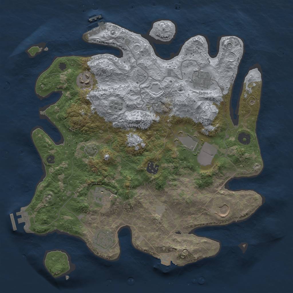 Rust Map: Procedural Map, Size: 3500, Seed: 1492448636, 15 Monuments