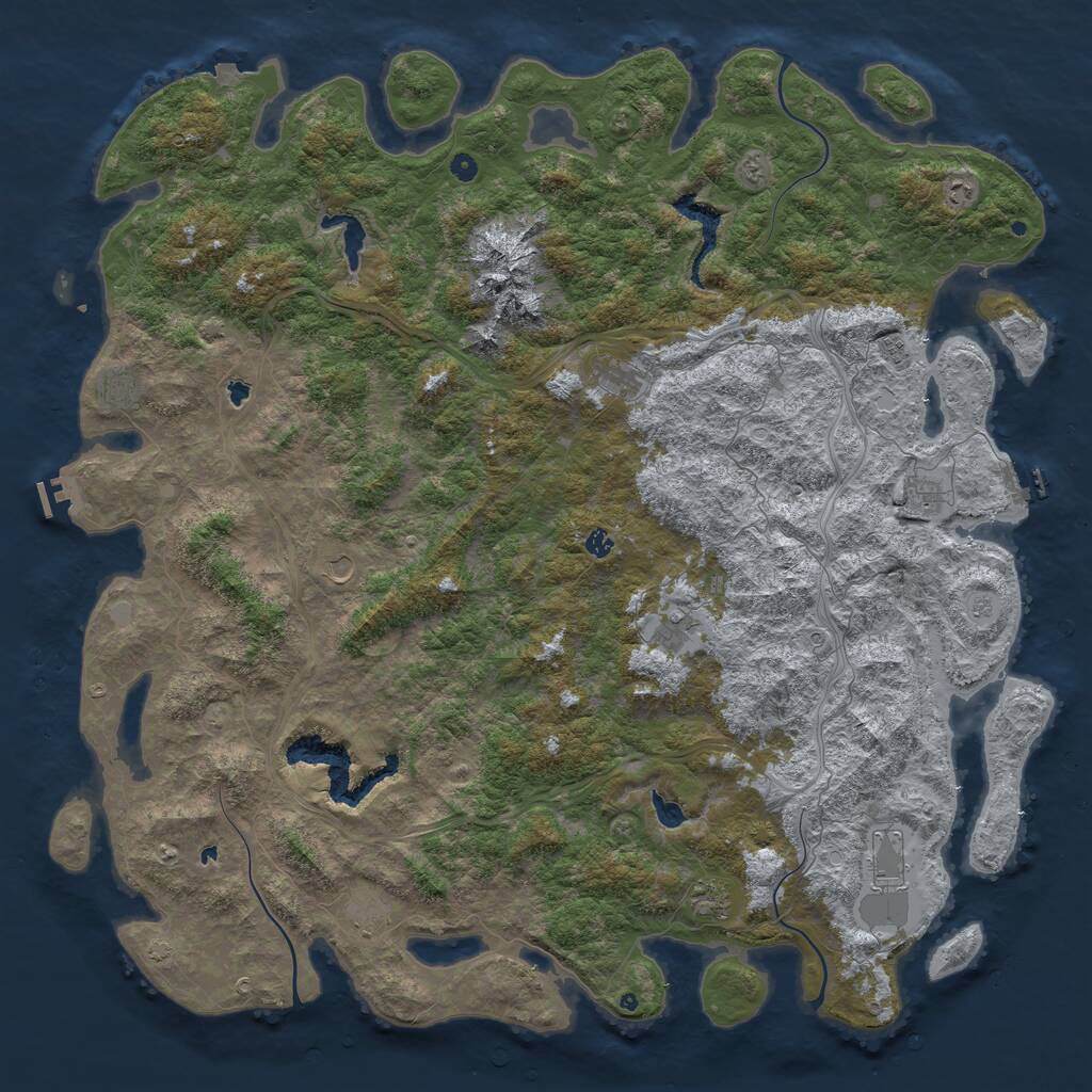 Rust Map: Procedural Map, Size: 6000, Seed: 873347518, 17 Monuments
