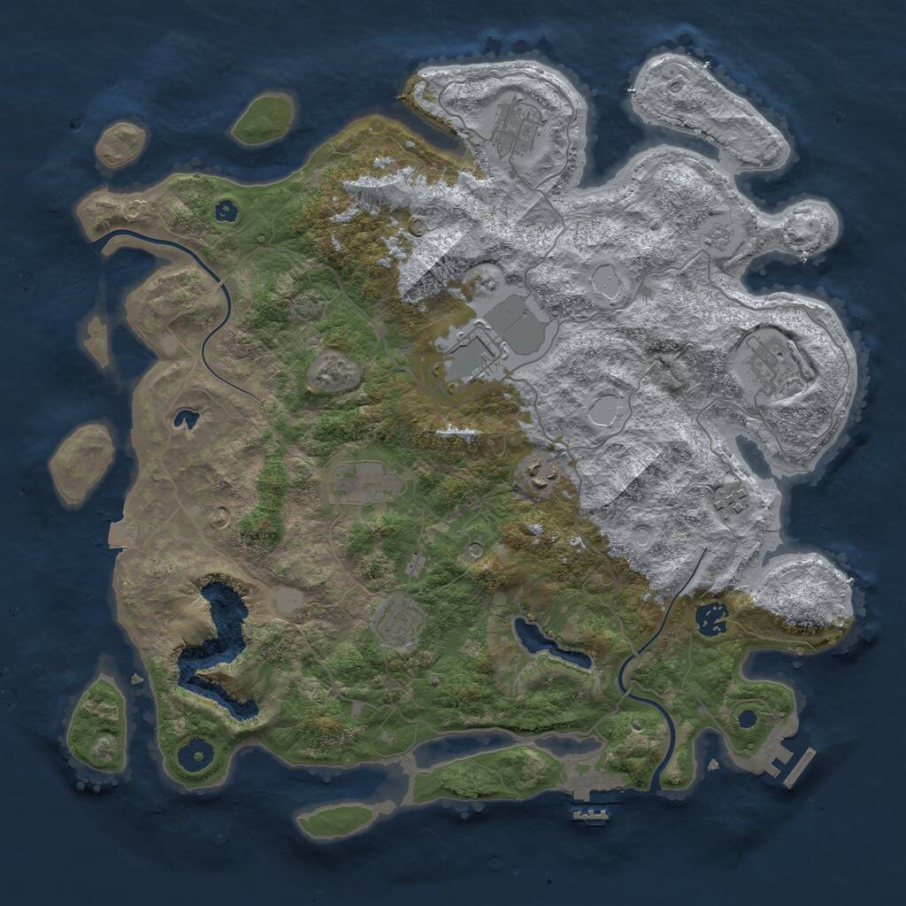 Rust Map: Procedural Map, Size: 4000, Seed: 2070663222, 14 Monuments