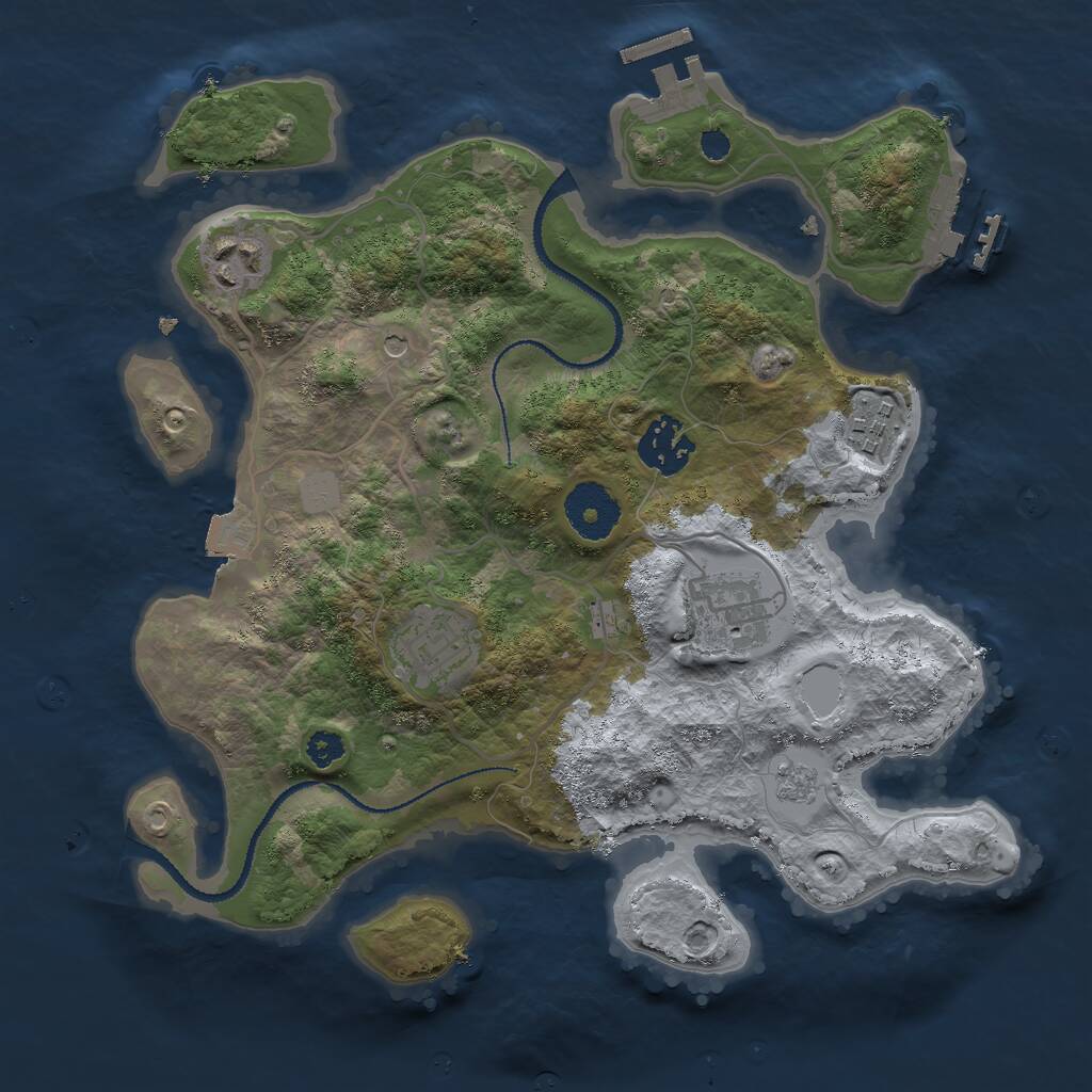 Rust Map: Procedural Map, Size: 3000, Seed: 6751309, 10 Monuments