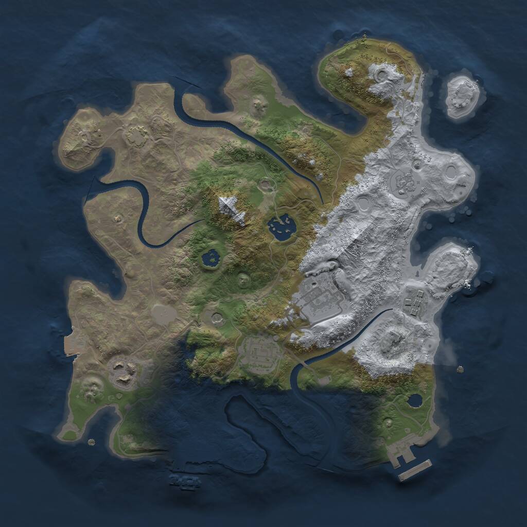 Rust Map: Procedural Map, Size: 3000, Seed: 513527437, 11 Monuments