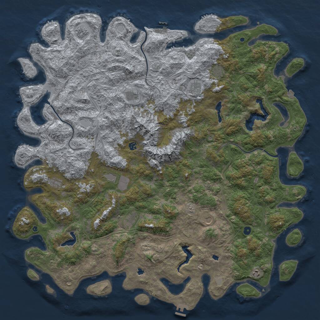 Rust Map: Procedural Map, Size: 6000, Seed: 745870157, 17 Monuments