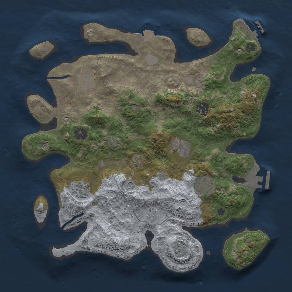 Rust Map: Procedural Map, Size: 3300, Seed: 562298220, 14 Monuments