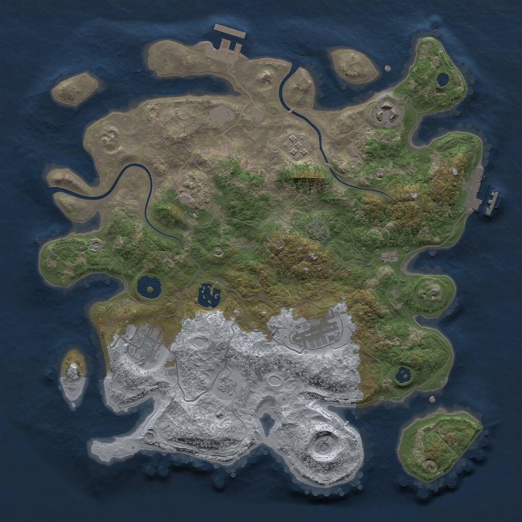 Rust Map: Procedural Map, Size: 3300, Seed: 562298220, 12 Monuments