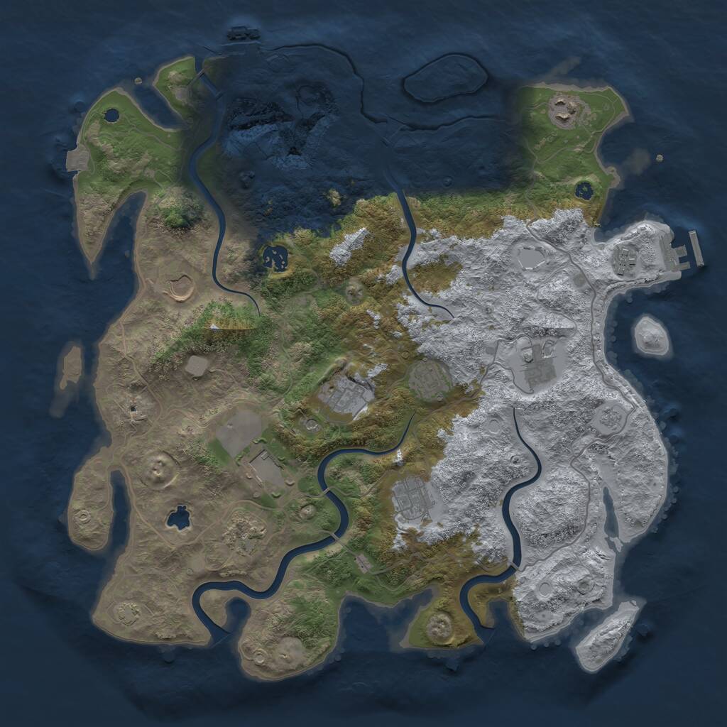 Rust Map: Procedural Map, Size: 4100, Seed: 55265487, 16 Monuments