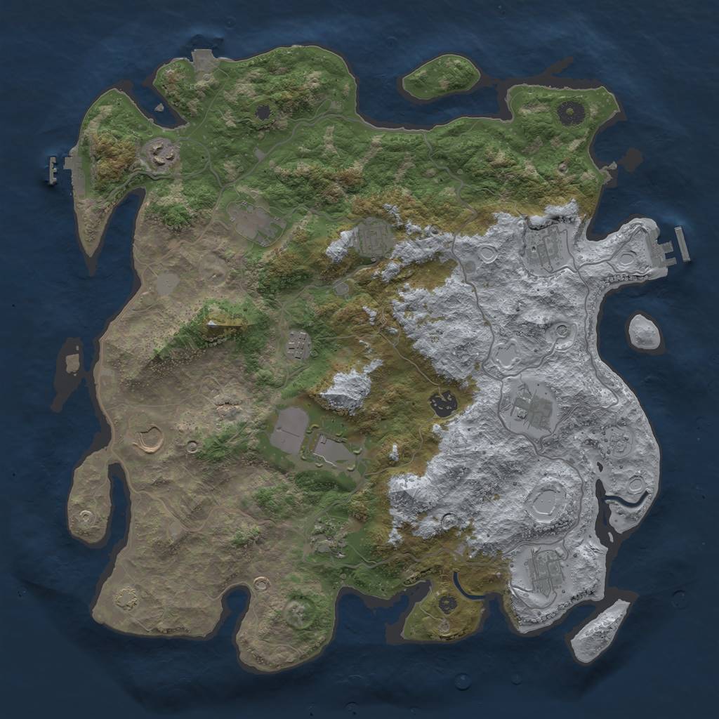 Rust Map: Procedural Map, Size: 4100, Seed: 55265487, 19 Monuments