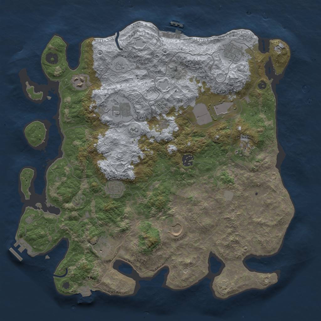 Rust Map: Procedural Map, Size: 3900, Seed: 2004, 18 Monuments