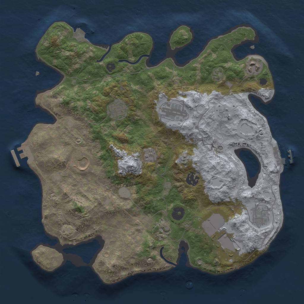 Rust Map: Procedural Map, Size: 3500, Seed: 350515391, 17 Monuments