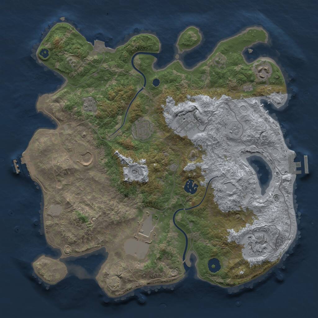 Rust Map: Procedural Map, Size: 3500, Seed: 350515391, 14 Monuments