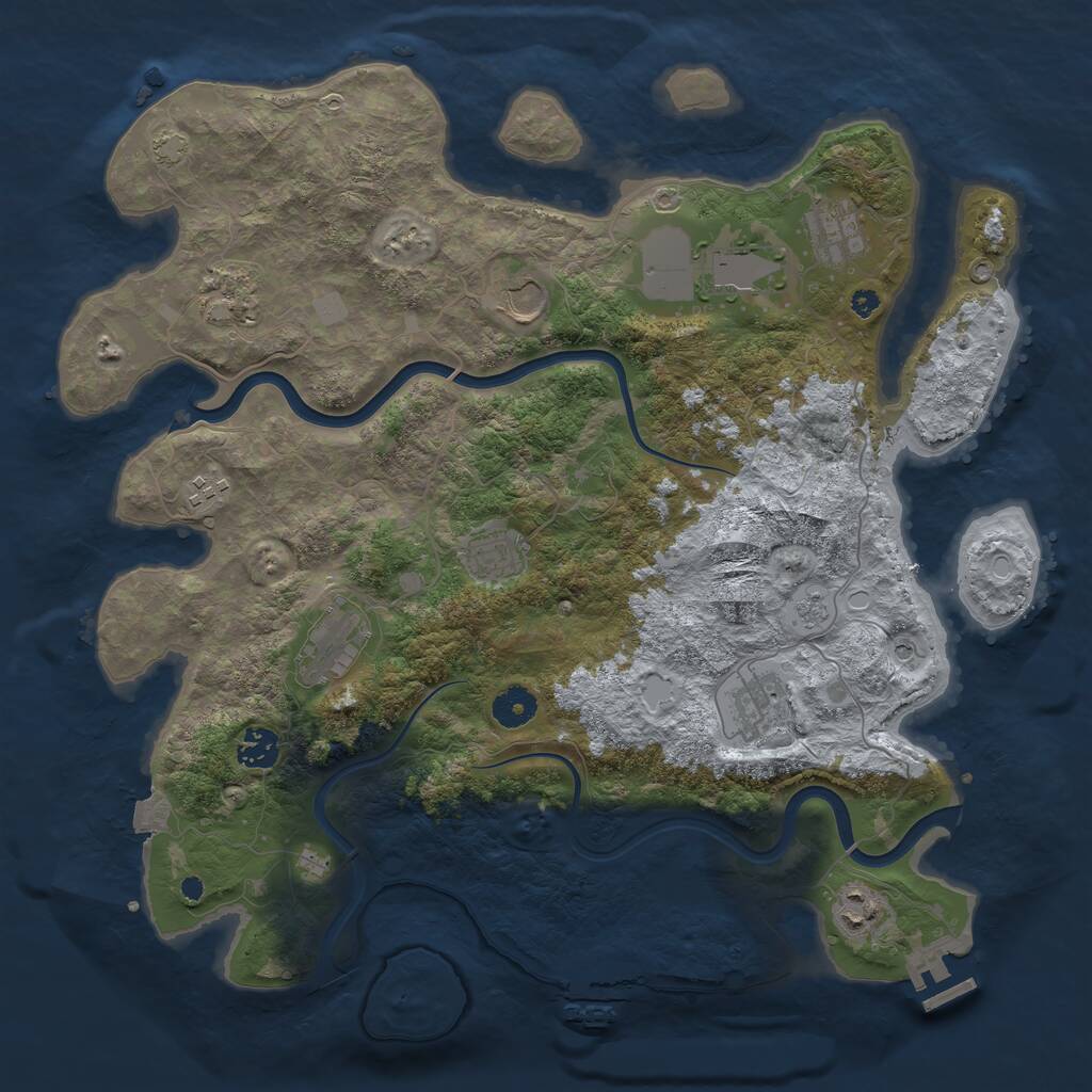 Rust Map: Procedural Map, Size: 3900, Seed: 1113, 16 Monuments