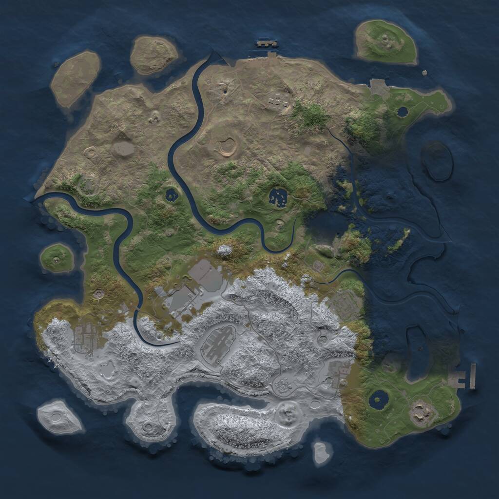Rust Map: Procedural Map, Size: 3900, Seed: 2006, 16 Monuments