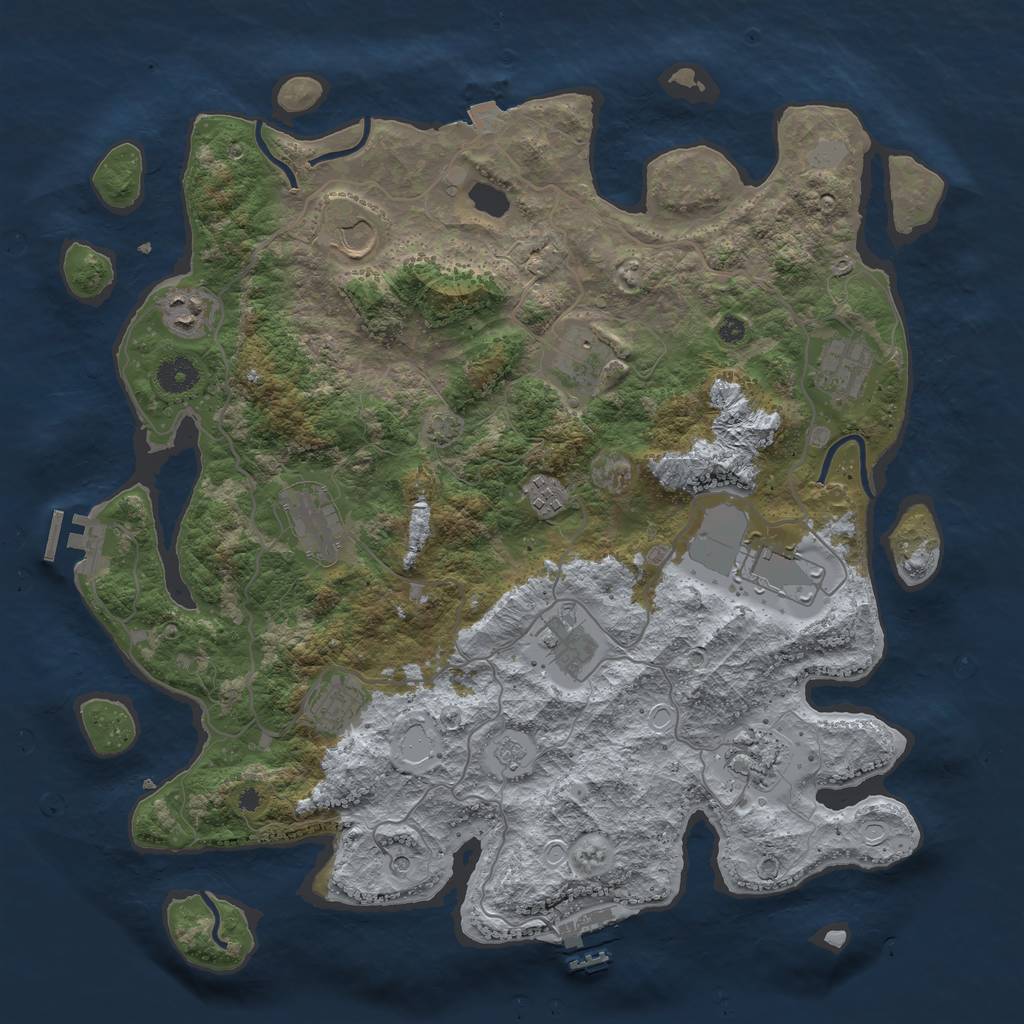 Rust Map: Procedural Map, Size: 4000, Seed: 637475650, 18 Monuments