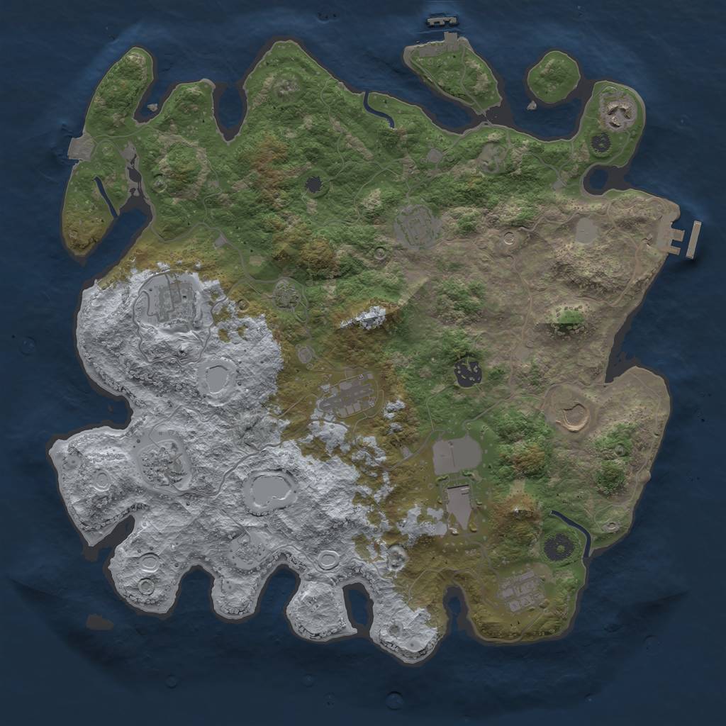 Rust Map: Procedural Map, Size: 3900, Seed: 1119, 17 Monuments