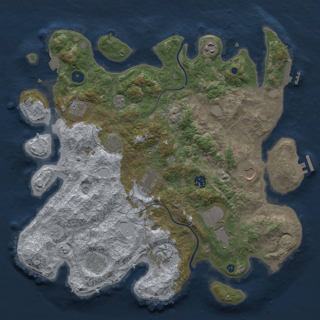 Rust Map: Procedural Map, Size: 3900, Seed: 1115, 16 Monuments