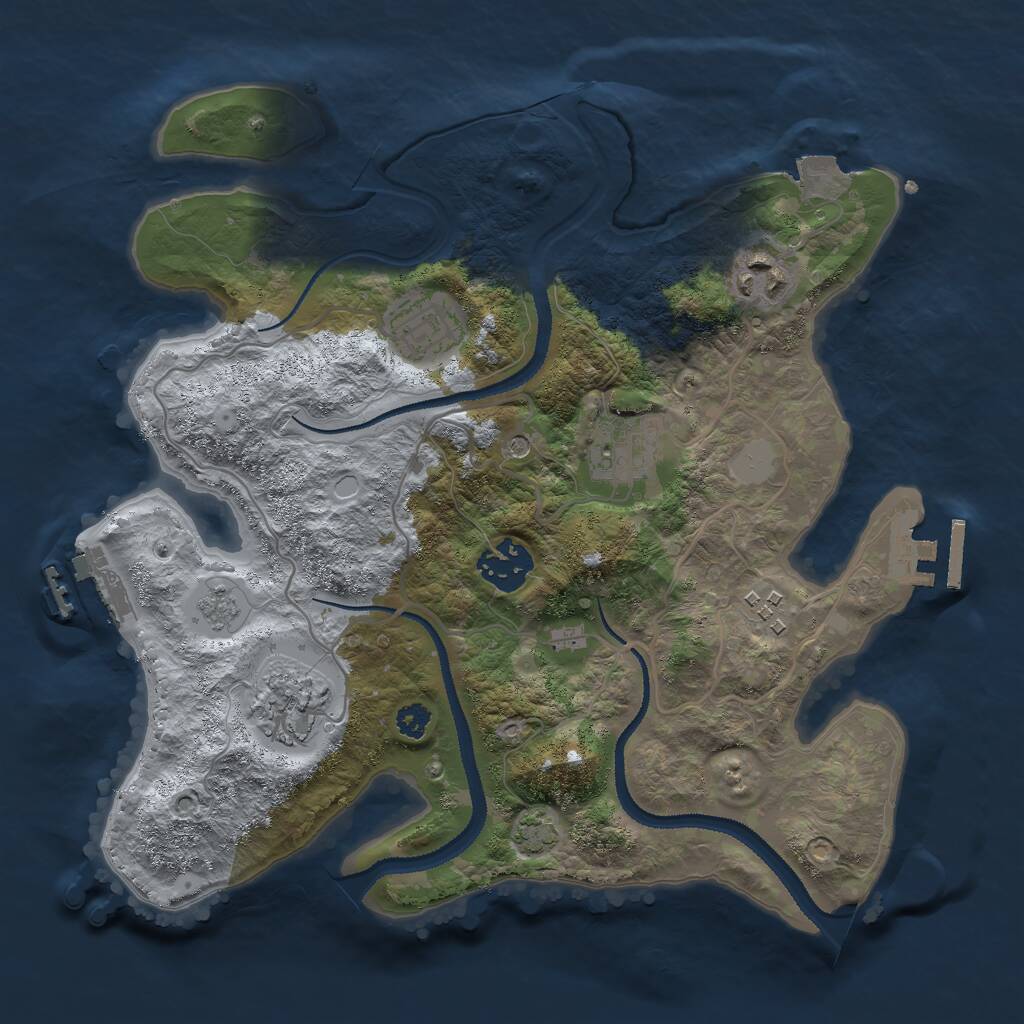 Rust Map: Procedural Map, Size: 3000, Seed: 1671963671, 12 Monuments
