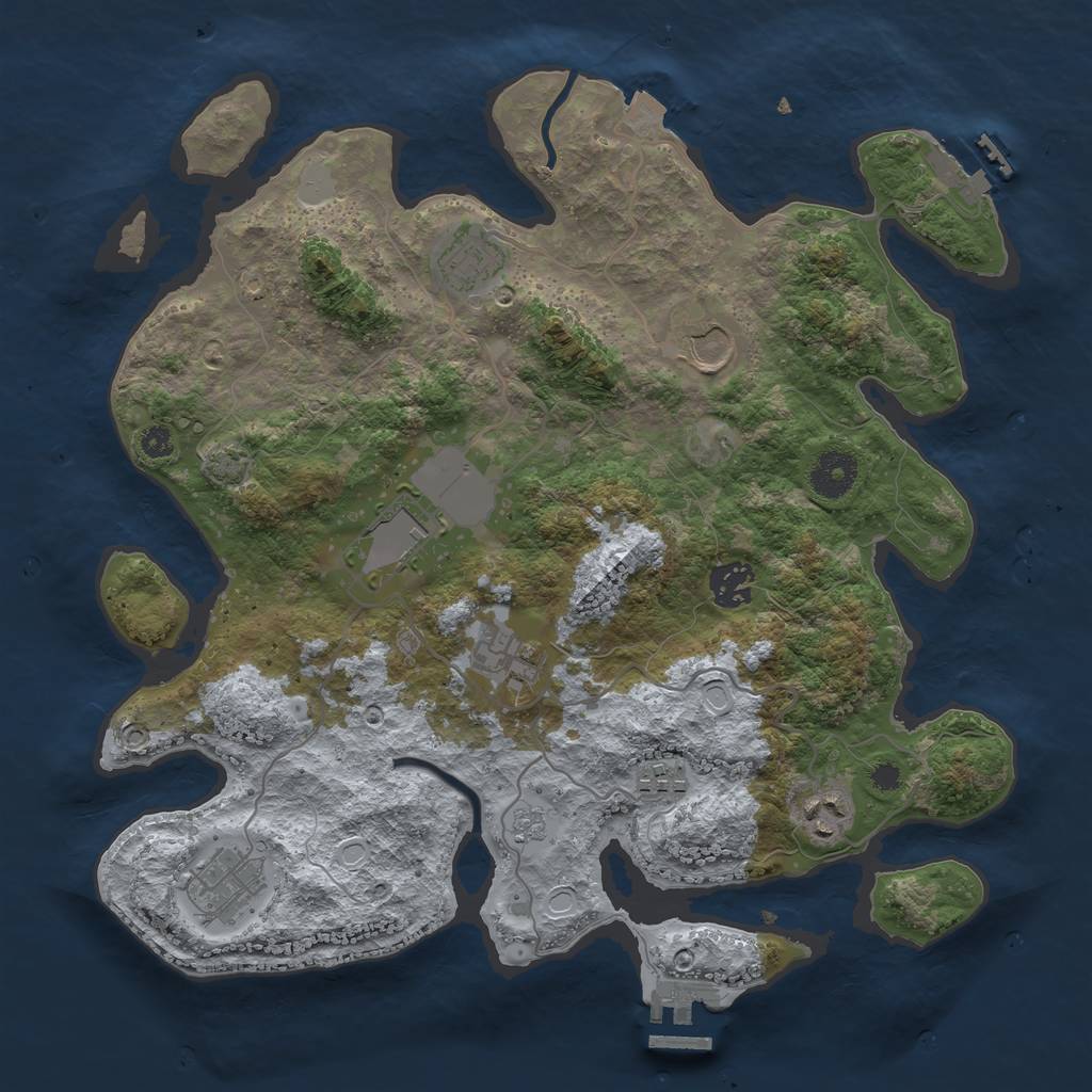 Rust Map: Procedural Map, Size: 3500, Seed: 67525410, 15 Monuments